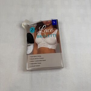 Felina 2 Pack Lace Bralette Black White Large Adjustable J-Hook Convertible